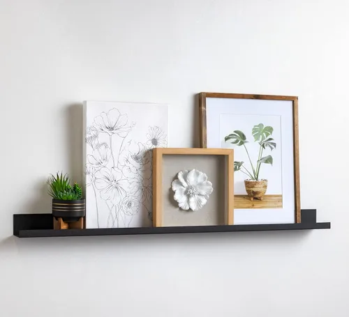 Miniatura 13 de Infinite Design - Estante flotante de metal de 24 pulgadas Moderno repisa de acero con recubrimiento en polvo negro, fabricado en Estados Unidos