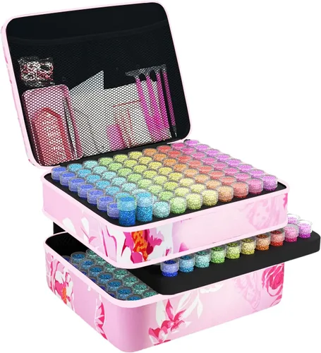 Miniatura 14 de Contenedores de almacenamiento de pintura de diamantes, 120 ranuras para accesorios de pintura de diamantes y herramientas para estuche organizador