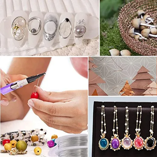 Miniatura 2 de Alambre de cobre para hacer joyas, 328.1 ft x 0.012 in, alambre de cobre para manualidades, pulseras, collares, aretes, dorado