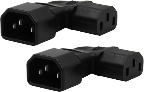 Miniatura 8 de Adaptador de corriente IEC C14 a C13 PDU Plug/Socket Up 90 grados para montaje en pared LCD TV 2 Pack Negro/paquete de 2 (arriba)