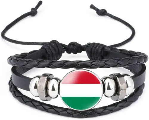 Miniatura 87 de vmcoatdu Mundial Muchas Banderas Nacionales Brazalete Retro de Aleación de Cuero para Pulsera de Cuerda Trenzada de Bandera Nacional