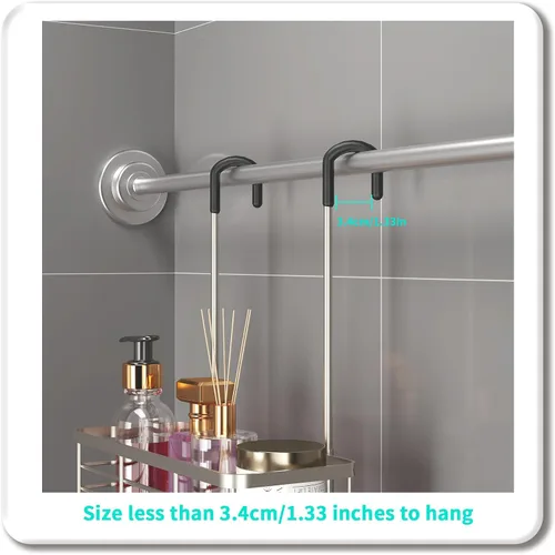 Miniatura 5 de HapiRm Organizador de ducha colgante - Organizador de ducha sin perforaciones con ganchos, estantes de baño de acero inoxidable 304 a prueba