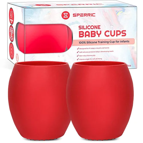 Miniatura 7 de Taza de silicona para bebé, taza de entrenamiento para niños pequeños, taza abierta para el destete LED de bebé, paquete de 2 tazas para bebés sin