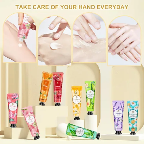 Miniatura 5 de OFUN Paquete de 20 unidades de crema de manos para mujer, mini loción para el cuidado de las manos, tamaño de viaje, para plantas de manos secas
