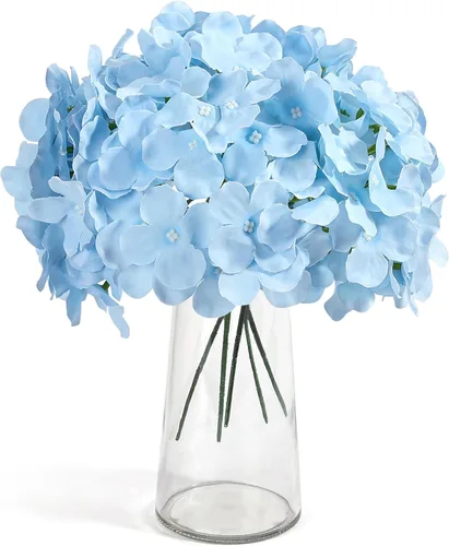 Miniatura 4 de Auihiay 64 piezas de flores artificiales de hortensia de seda, flores artificiales de hortensia con tallos, flores completas de hortensia