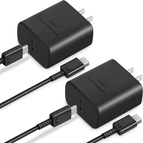 AISNI Paquete de 2 cargadores de teléfono Android tipo C de 45 W tipo C con cable de carga rápida tipo C de 6 pies para Samsung Galaxy
