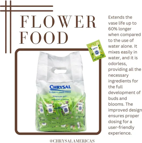 Miniatura 4 de Chrysal Flower Boost – Paquetes de alimento floral transparente para arreglos florales y ramos – Suministros florales para flores frescas