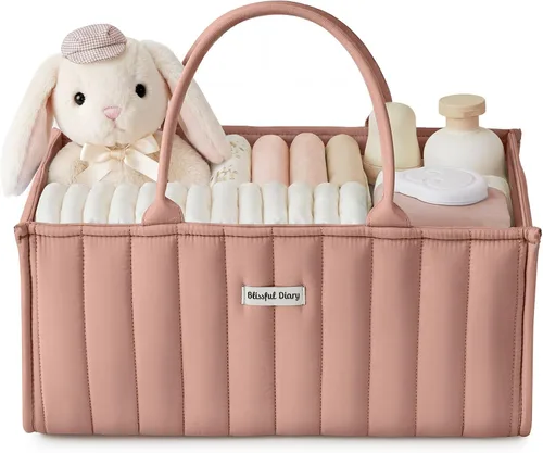 Miniatura 15 de Blissful Diary Organizador de Caddy de Pañales para Bebé, elegante cesta de almacenamiento para artículos esenciales para recién nacidos y estación