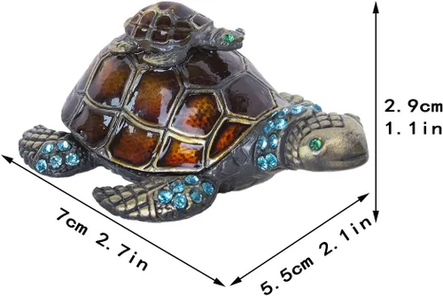 Miniatura 2 de YU FENG Figuras de tortuga para madre y bebé, cajas de joyería con bisagras coleccionables