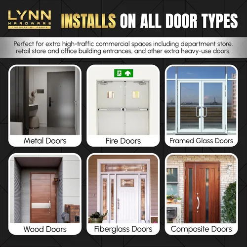 Miniatura 2 de LYNN HARDWARE Cierrapuertas automático extra resistente de servicio pesado (plateado) - Grado comercial, elección de contratistas, velocidad