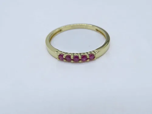 Miniatura 3 de Dazzlingrock Collection Anillo de boda redondo de 5 piedras preciosas o diamantes para mujer en oro macizo de 10 K/14 K/18 K