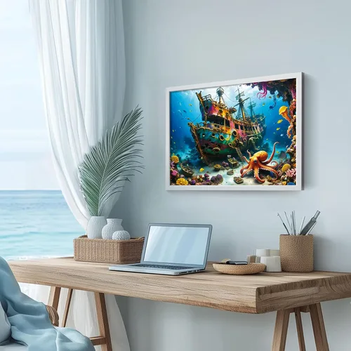 Miniatura 7 de Rompecabezas para adultos de 1000 piezas – Sirenita Océano Playa Sea Coral – Rompecabezas de 1000 piezas con letras en la parte posterior
