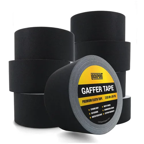 Miniatura 11 de Lockport Cinta negra Gaffers de 3 pulgadas x 30 yardas, paquete de 2 cintas negras profesionales, sin residuos, resistente al agua, no reflectante
