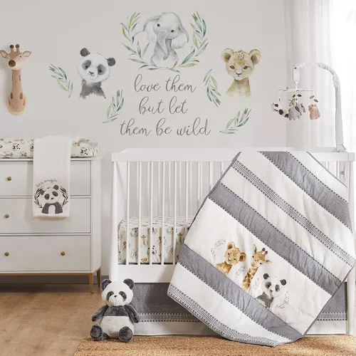 Miniatura 3 de Levtex Baby - Funda para cambiador de pañales Mozambique - Se adapta a la mayoría de cambiadores estándar - Animales de la selva - Felpa gris