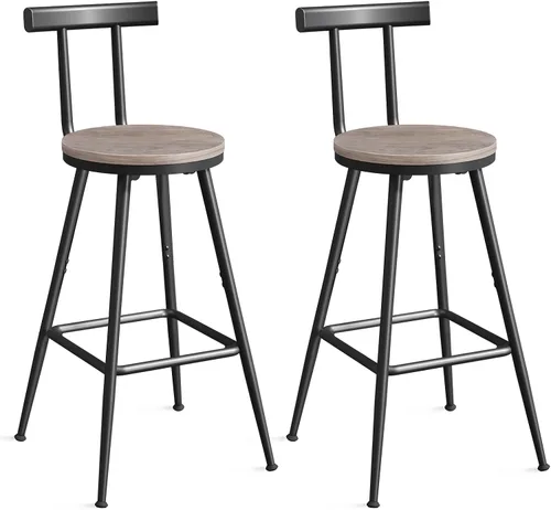 Miniatura 10 de MAHANCRIS Taburetes de bar, juego de 2 sillas de bar con respaldo y reposapiés, taburetes de mostrador de 26 pulgadas de alto, marco de metal, pies