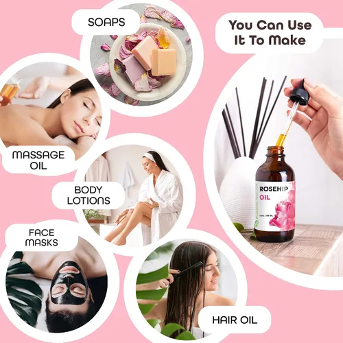 Miniatura 4 de Premium Nature Aceite de rosa mosqueta para la cara para mujeres, semilla de rosa mosqueta puro prensado en frío sin refinar para el cabello