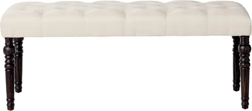 Miniatura 4 de Roundhill Furniture Leviton - Banco de comedor de tela con patas torneadas, color beige