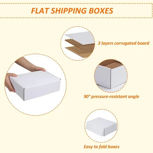 Miniatura 3 de HORLIMER - Cajas de envío de 10 x 7 x 3 pulgadas, conjunto de 25, caja de cartón corrugado blanca para envío de literatura por correo, 25 pegatinas