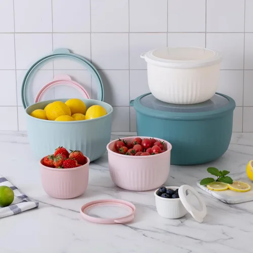 Miniatura 253 de COOK WITH COLOR Tazones de preparación con tapas - Juego de tazones pequeños de mezcla de plástico anchos y profundos anidables con tapas, juego
