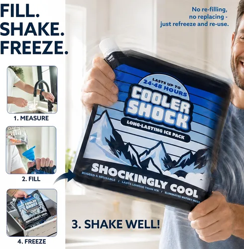 Miniatura 6 de Cooler Shock - Bolsas de hielo reutilizables para enfriadores - Paquetes de congelador fríos de larga duración para enfriadores y loncheras - Bolsas