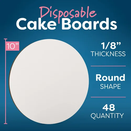 Miniatura 4 de Tableros redondos blancos para tartas Paquete de 48 – 10 pulgadas Círculos redondos de cartón Bandeja base desechable para pastel