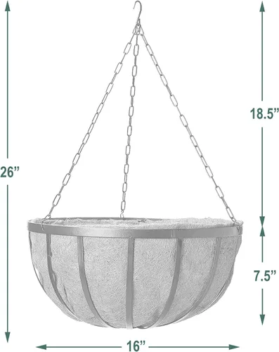 Miniatura 5 de Arcadia Garden Products 1592 Solstice Series - Cesta colgante de coco de 16 pulgadas