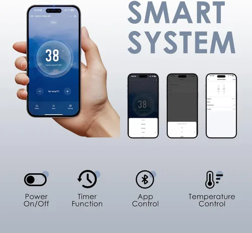 Miniatura 5 de Deeptime Bañera de hielo inteligente (todo en Gen 3), baño de hielo con enfriador integrado (32F-104F), control de smartphone, diseño silencioso