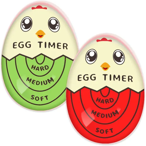 Miniatura 9 de Lasubst Temporizador de huevos que va en el agua para huevos duros duros suaves y medianos, 1 rojo y 1 azul