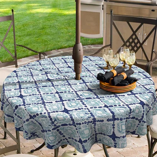 Miniatura 16 de Mantel redondo para exteriores e interiores con cremallera de agujero para paraguas, funda decorativa para mesa circular para jardín del hogar, 60