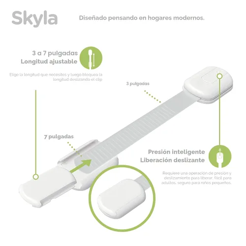 Miniatura 4 de Cerraduras de Seguridad a Prueba de Bebés para Niños (Paquete de 16) por Skyla Homes - Los Pestillos Adhesivos 3M para Gabinetes Más Seguros, Blanco