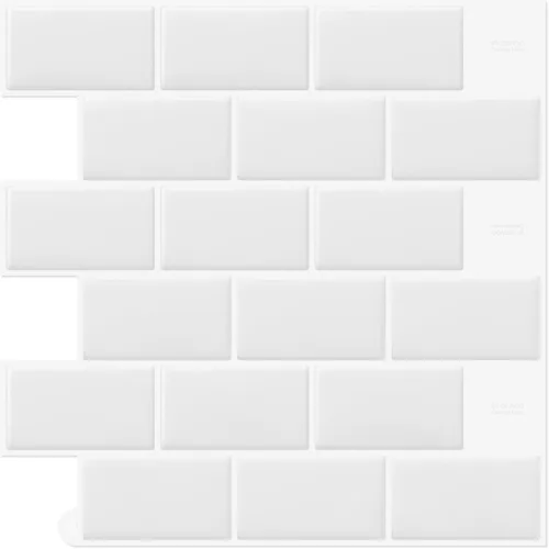 Miniatura 7 de DEWOO Azulejos blancos de metro para despegar y pegar, azulejos de ladrillo adhesivo para pared para cocina y baño, 10 hojas, 12 x 12 pulgadas Todo