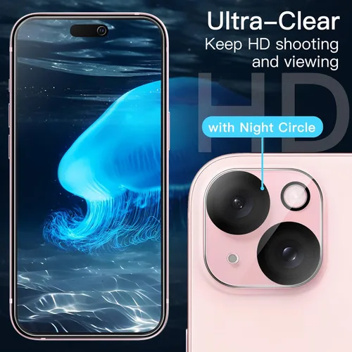 Miniatura 5 de JETech Protector de pantalla para iPhone 15 de 6.1 pulgadas con protector de lente de cámara, sin burbujas, herramienta de fácil instalación