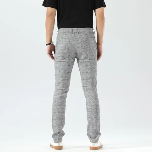 Miniatura 3 de Plaid&Plain Pantalones a cuadros para hombre, pantalones de vestir ajustados para hombre, pantalones chinos ajustados para hombre