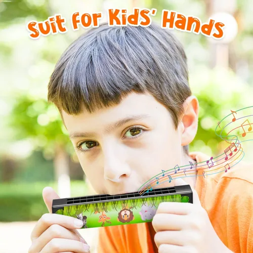 Miniatura 2 de 6 estilos de armónica para niños, armónicas ligeras con doble fila de 16 agujeros, armónica para niños, favoritos de fiesta navideña para adultos