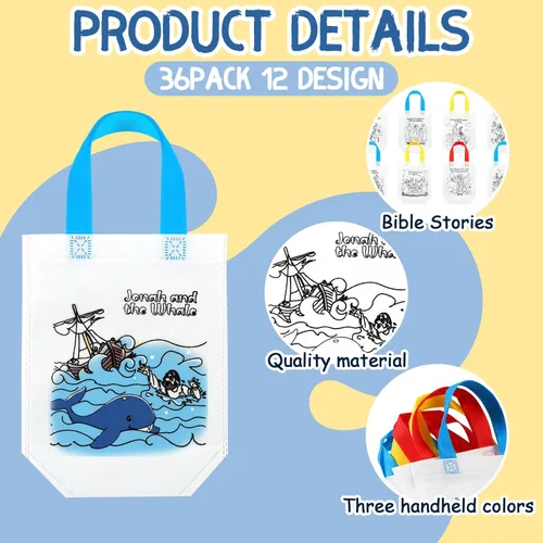 Miniatura 3 de 36 bolsas cristianas para colorear para niños, manualidades cristianas, suministros de escuela dominical, regalos religiosos para niños