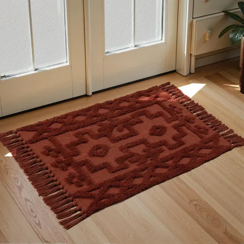 Miniatura 22 de Uphome Alfombra bohemia para pasillo de 2 x 6 pies, color beige, de algodón, lavable, con borlas, tejida a mano, alfombra de pasillo occidental