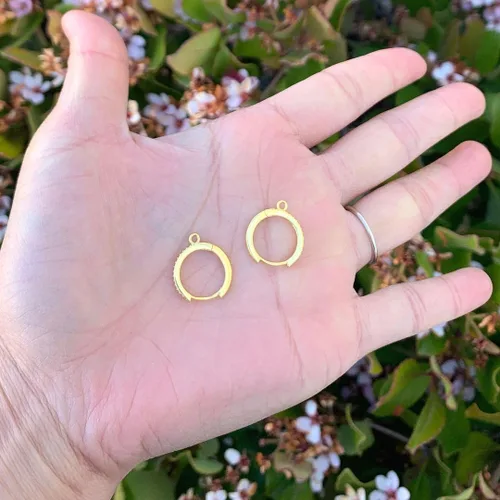 Miniatura 2 de Adabele SS89-2 - 4 ganchos redondos de plata de ley chapados en oro amarillo real, 0.630 in (0.63 pulgadas) con circonita cúbica para manualidades