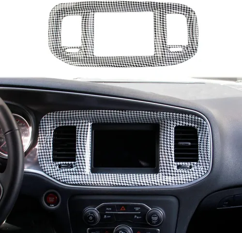 Miniatura 6 de Crosselec - Cubierta de marco de fibra de carbono para tablero de instrumentos de navegación Dvd para Dodge Charger 2015+ (Negro fibra de carbono)