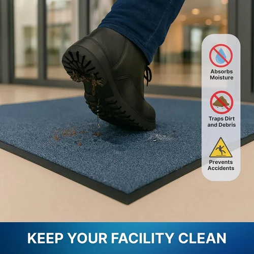 Miniatura 5 de Consolidated Plastics Tapete económico para interiores y exteriores con parte trasera de goma antideslizante, absorbe el agua, alfombra resistente