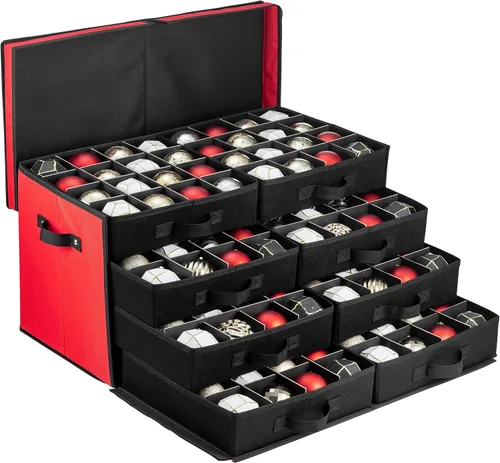 Miniatura 10 de Caja de almacenamiento grande de adornos navideños de alta calidad, con apertura lateral, bandejas estilo cajón, compartimento de 3 pulgadas, 8