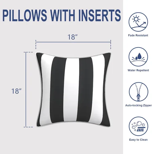 Miniatura 961 de Juego de 2 almohadas para exteriores de 16 x 16 pulgadas, repelentes al agua con interiores, para muebles de patio, hogar, jardín, geometría bohemia