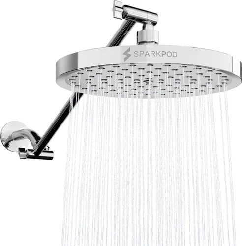 Miniatura 15 de SparkPod Cabezal de Ducha de Lluvia Redondo con Brazo de Extensión - Cabezal de Ducha de Altura Ajustable con Rendimiento de Alta Presión