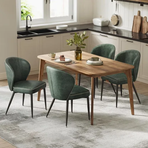 Miniatura 14 de VASAGLE Colección EKHO - Juego de 4 sillas de comedor, sillas tapizadas para cocina, asiento cómodo, cuero sintético con costuras, estilo de marrón