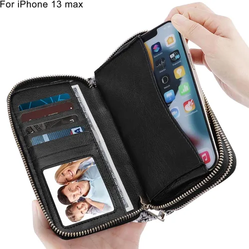 Miniatura 2 de Cartera de teléfono celular para mujer con doble cremallera y correa de muñeca extraíble