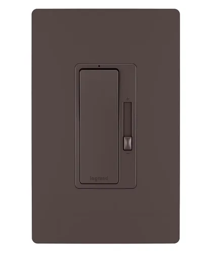 Legrand Radiant RH453PWPDB - Interruptor de luz regulador de intensidad basculante preestablecido de 450 W con luz localizadora y placa de pared sin