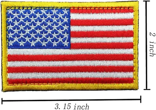 Miniatura 2 de Parche bordado táctico de la bandera estadounidense con borde dorado, emblema de uniforme militar de Estados Unidos de América, paquete de 2