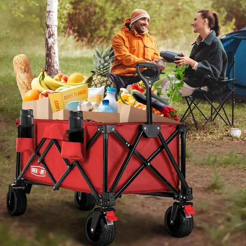 Miniatura 7 de Overmont Carro plegable con ruedas – Carro plegable resistente de 180 litros con grandes ruedas todo terreno – Capacidad de peso de 330 libras