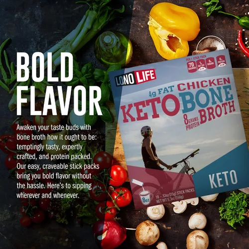 Miniatura 6 de LonoLife Mezcla de caldo de huesos de pollo Keto en polvo 10g de proteína Rico en colágeno, apto para dieta Keto y Paleo Ingredientes