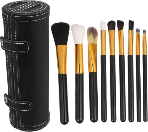 Miniatura 9 de Makeup Brush Organizer Case Black Leather Makeup Brush Bag with Eyebrow Pencil Holder for Women