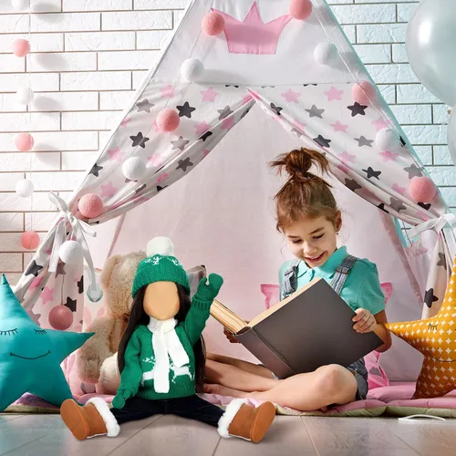 Miniatura 5 de Bencailor 6 Piezas Ropa y Accesorios de Muñeca de 18 Pulgadas de Navidad Conjunto de Atuendos Navideños Suéteres Pantalones Sombreros Zapatos